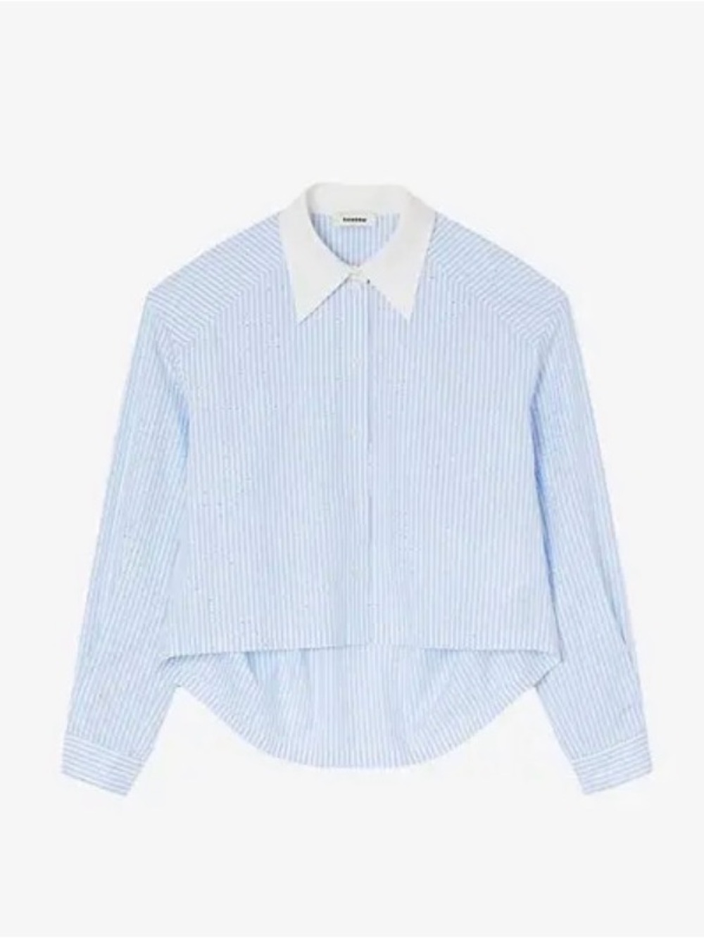 Sandro Blue and White striped Rhinestone Dress Shirt size 1